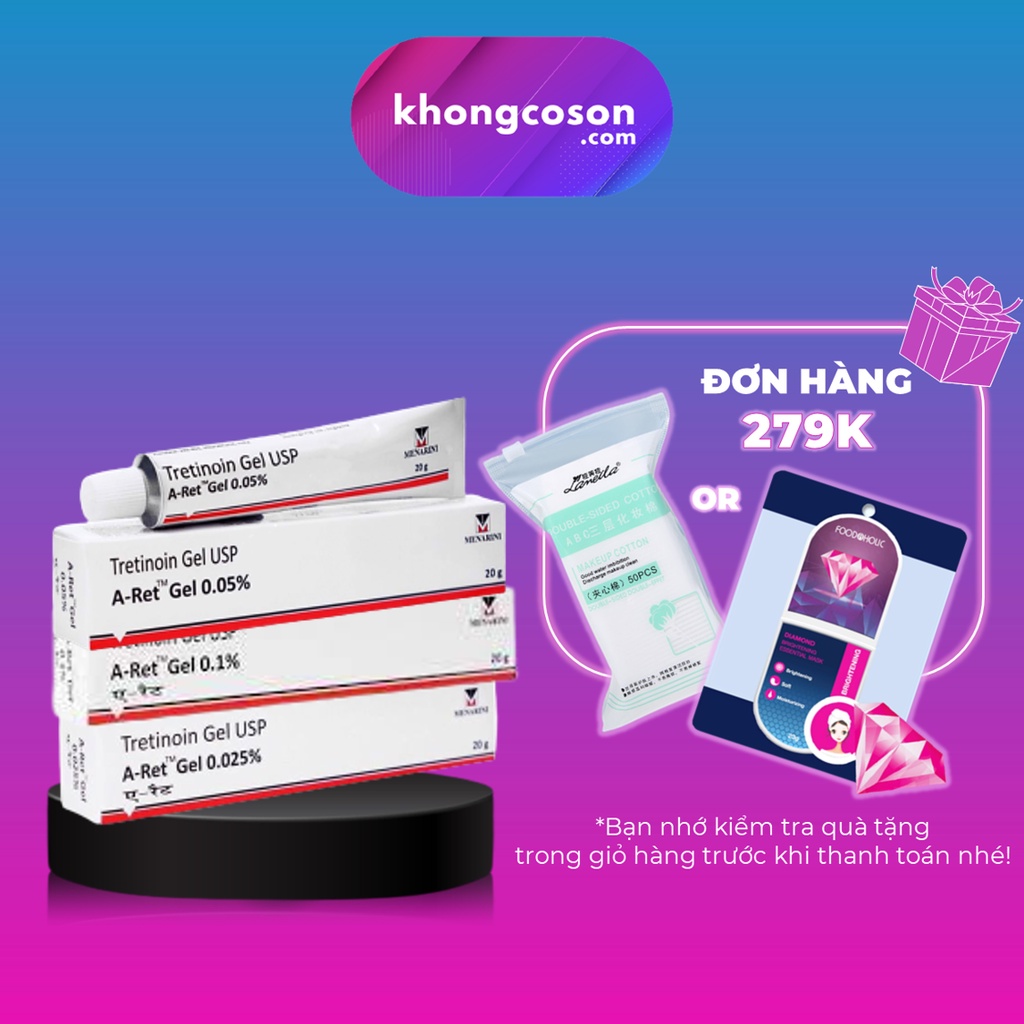 Gel Giảm Mụn Menarini Tái Tạo Trẻ Hóa, Hỗ Trợ Tretinoin USP Aret Gel 20g - Khongcoson