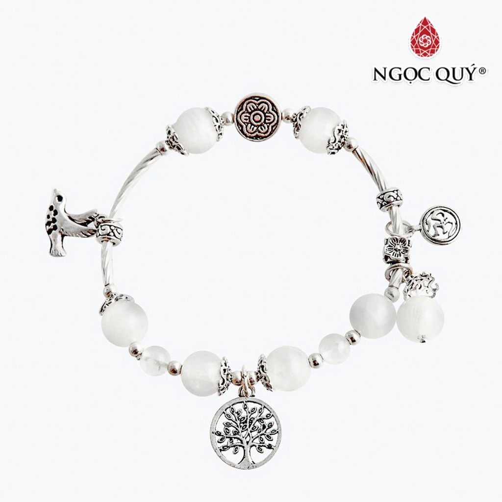 Vòng tay TA ưu linh trắng charm én - Ngọc Quý