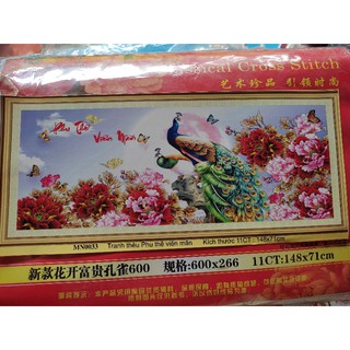 Tranh thêu chữ thập đôi công phu thê viên mãn