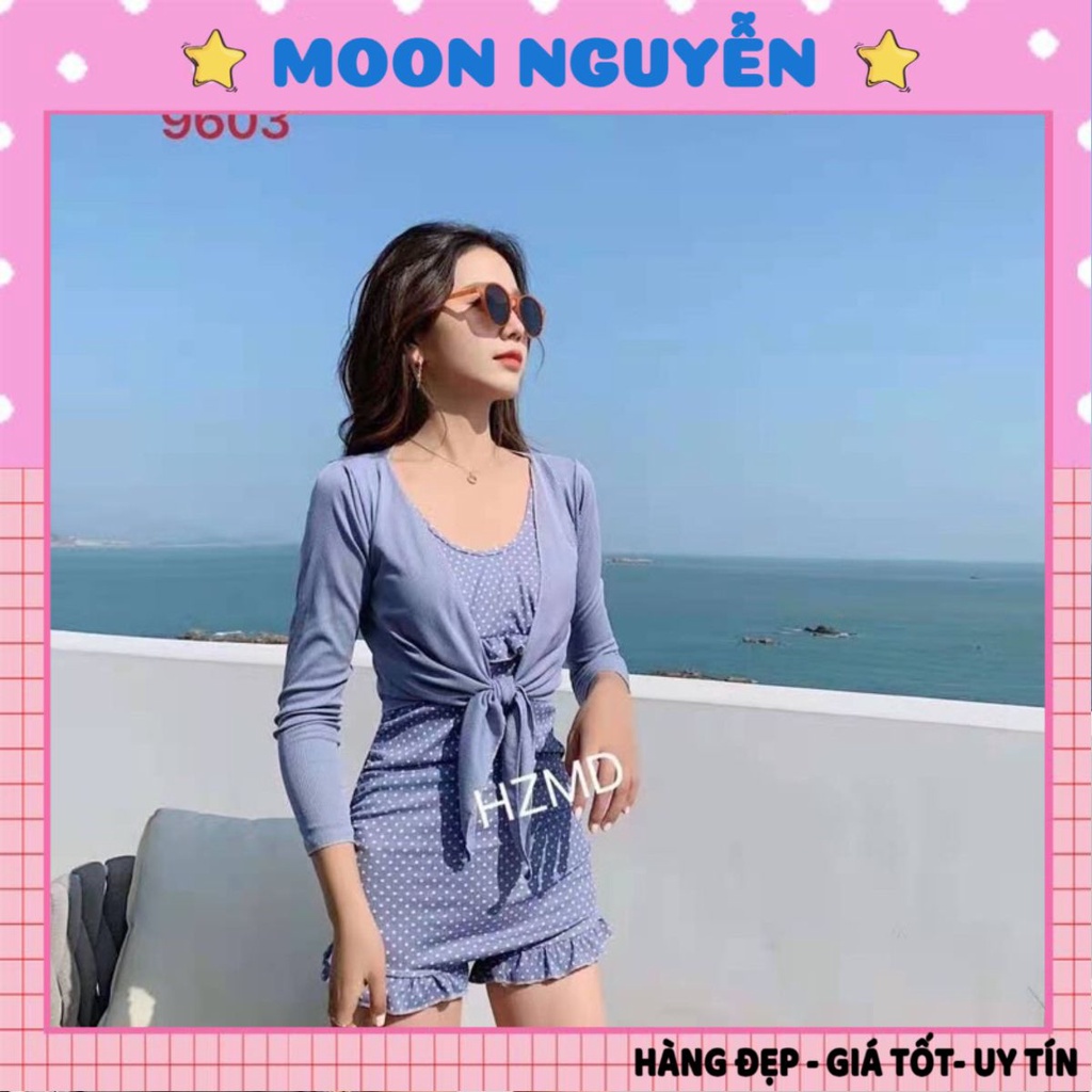 Bộ bikini, bộ tắm, bộ đồ bơi đi biển cao cấp liền thân kèm áo khoác ngoài 8063