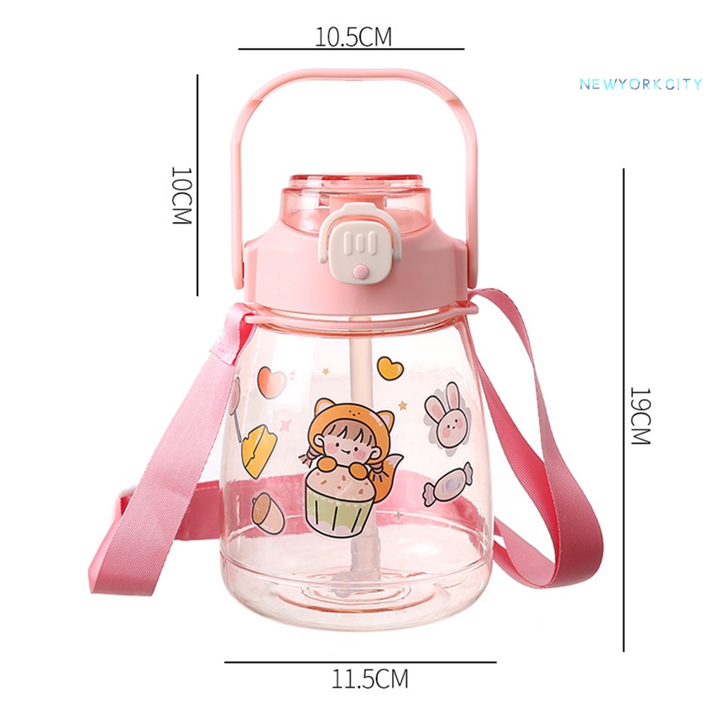 Bình Nước Thể Thao NY-1300ml Có Nắp Đậy Và Dây Đeo Vai Dung Tích Lớn Trong Suốt