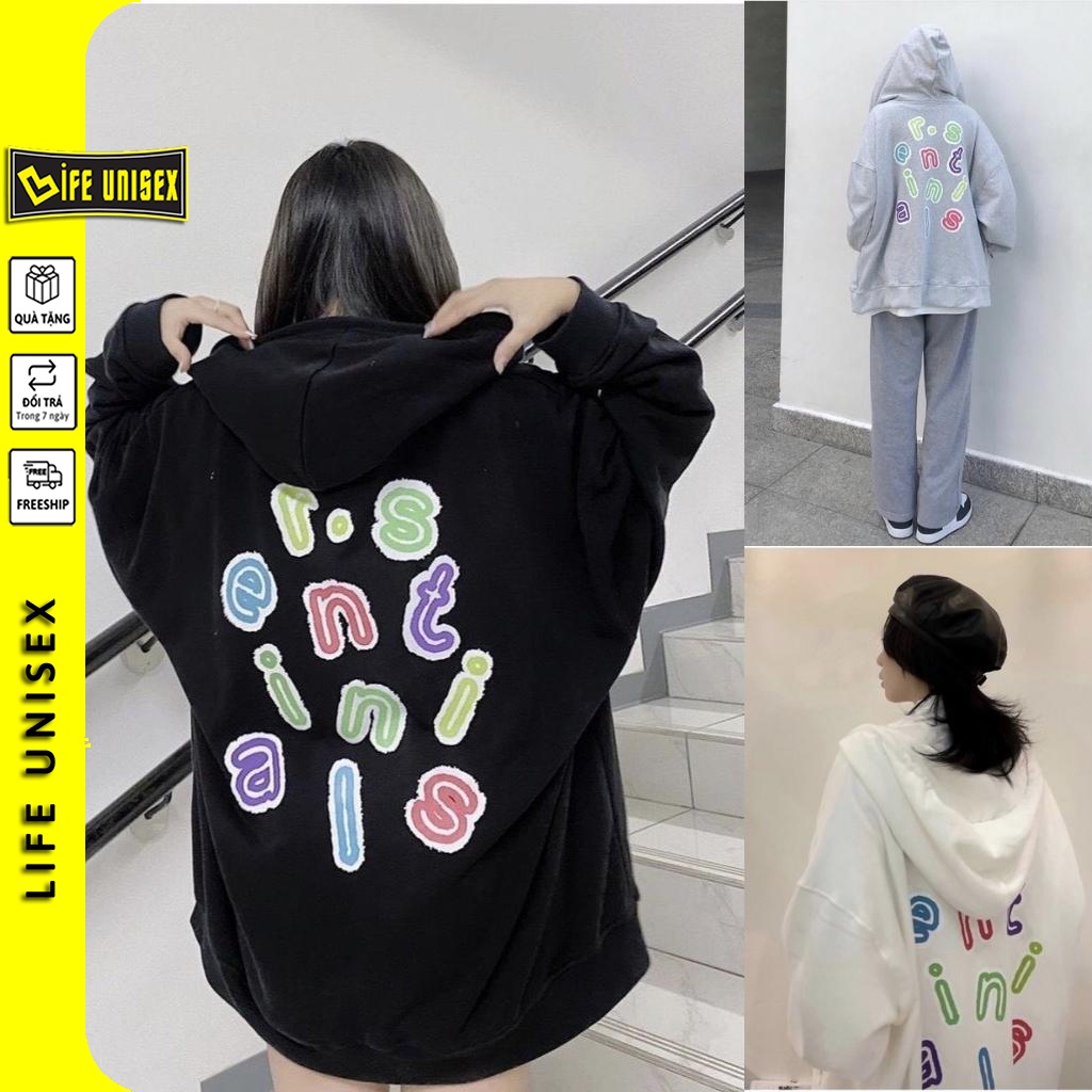 Áo Khoác Nỉ Hoodie Dây Kéo SENTI Chống Nắng Phong Cách Unisex Form rộng-Life Unisex