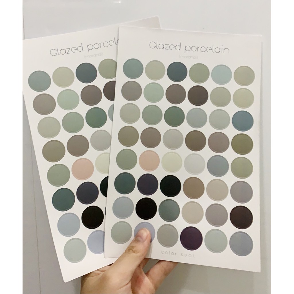 1 Tấm 48 Hình Dán Sticker Tròn Nhiều Màu - Hình Dán Tròn Trang Trí Sổ Toploader