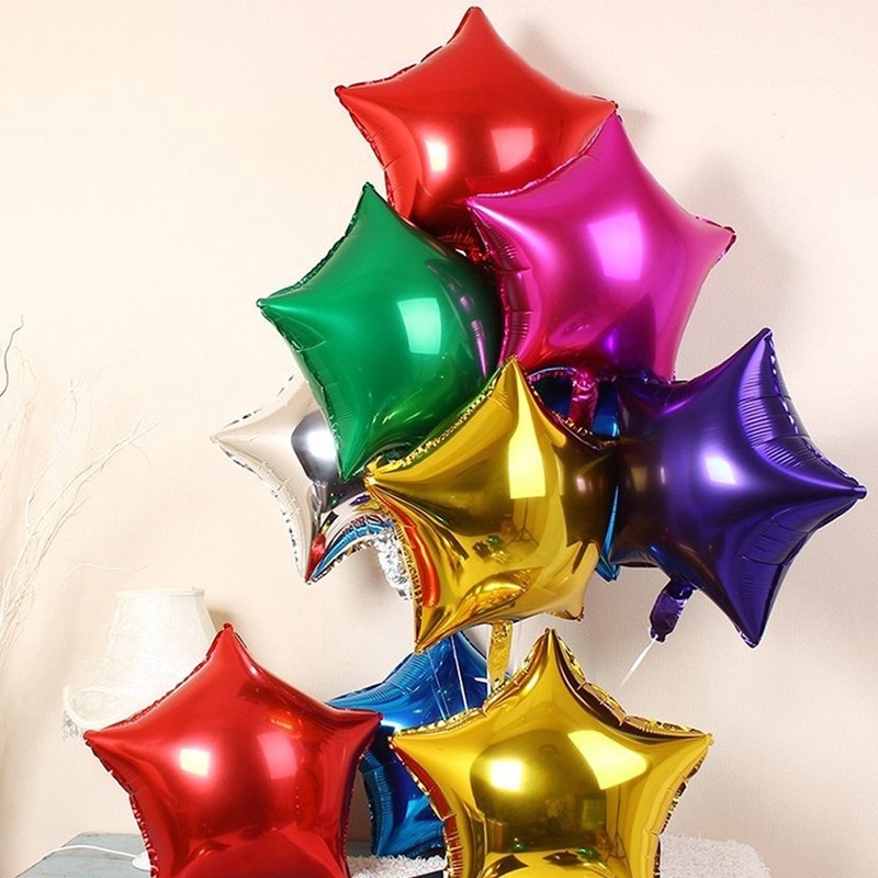 5 Bong Bóng Nhôm 10 Inch Hình Ngôi Sao Trái Tim Trang Trí Tiệc Cưới Sinh Nhật