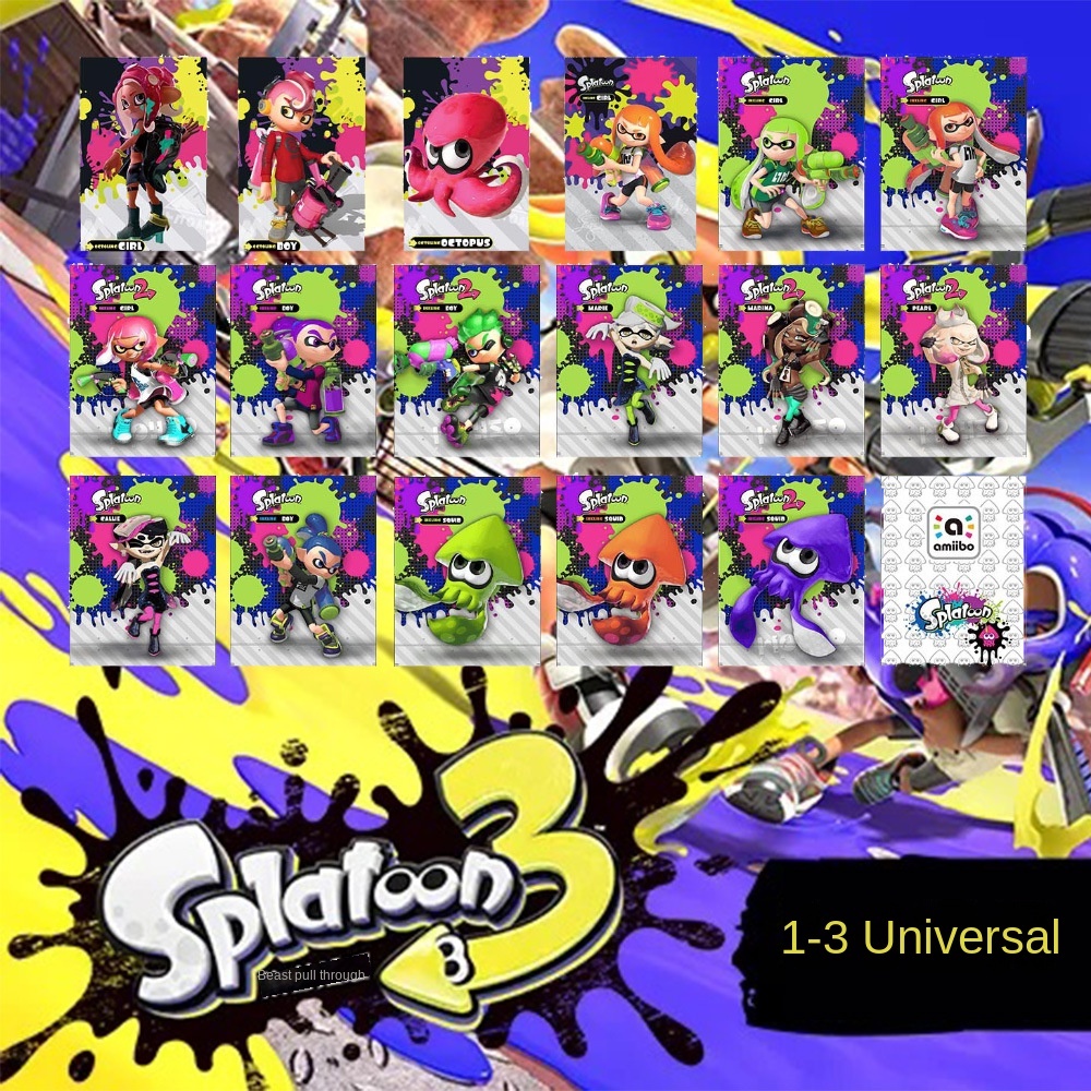 Bộ 17 Thẻ Bài Jet Warrior Amiibo Splatoon NFC 1-3 Thông Dụng