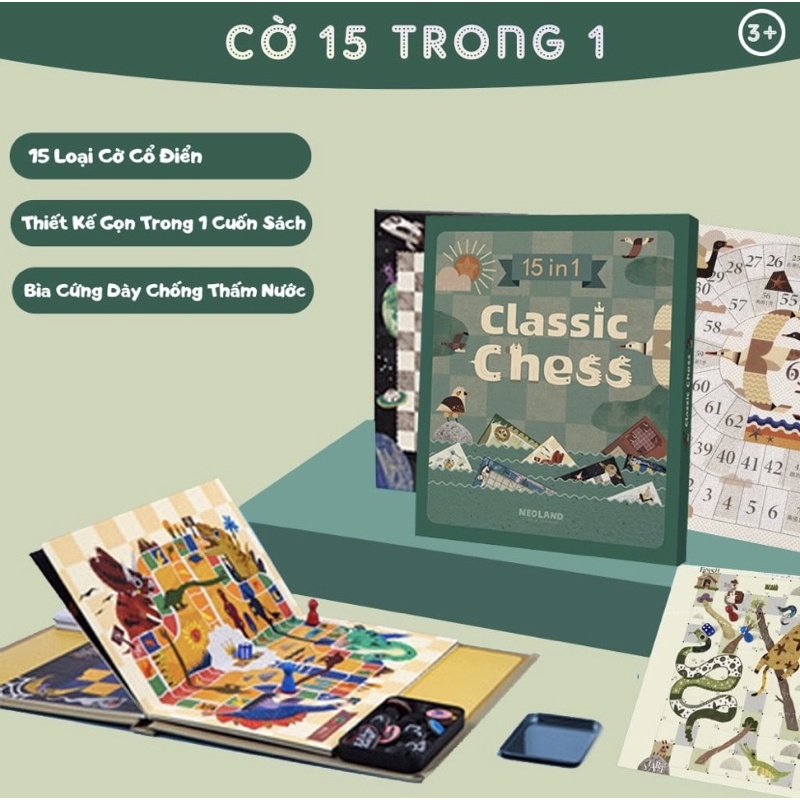 BỘ CỜ 15 TRONG 1 (CỜ VUA, CỜ TƯỚNG, CỜ CÁ NGỰA, CỜ CARO, CỜ RẮN,…)