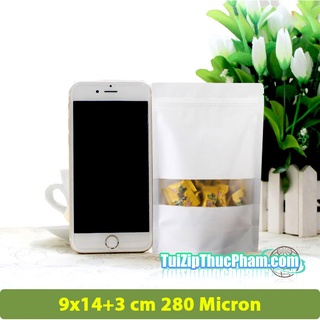 100 Cái Túi Zip MIS Size 9x14 cm Đựng 50g Bột Mịn, Túi Zipper Giấy Kraft Trắng Có Cửa Sổ, Phủ BOPP CPP chống ẩm tốt