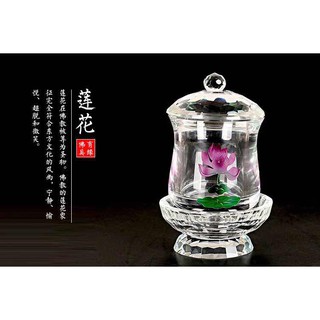 Chén Pha Lê Hoa Sen Đế Tròn To (Có Nắp)