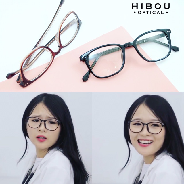 [Tặng hộp và khăn] Gọng Kính cận siêu rẻ Hibou Optical GA038 - Chuyên lắp mắt cận loạn viễn