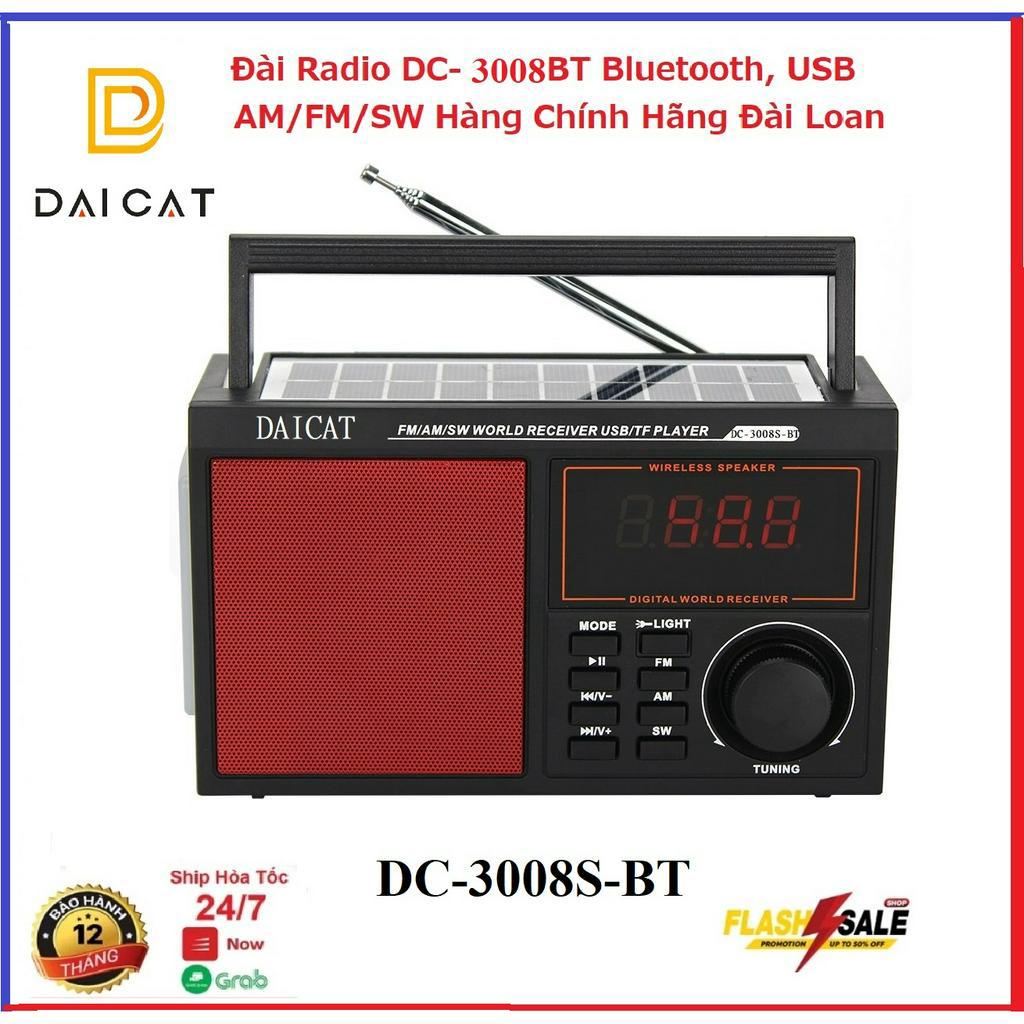 ( Nhập khẩu Đài Loan ) Máy nghe nhạc đài Radio FM DAICAT DC-3008BT-S Đài FM DC-3008BT-S có hỗ trợ thẻ nhớ TF và USB