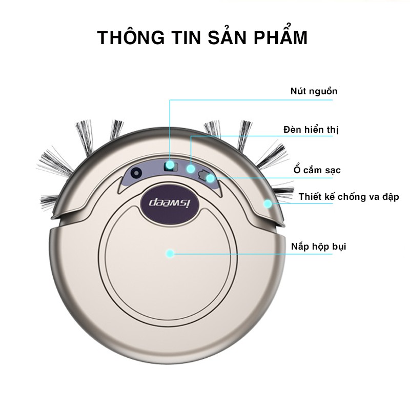 ROBOT HÚT BỤI LAU NHÀ ISWEEP - S320, hút bụi thông minh kết hợp 3 trong 1 - hút bụi, quét nhà, lau nhà!