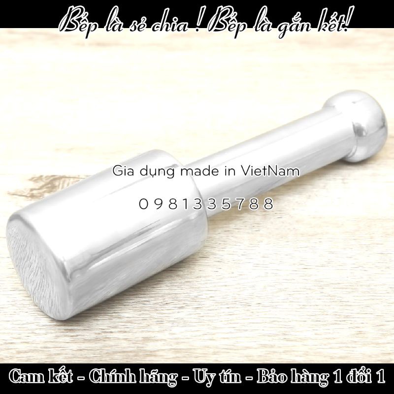 Chày inox 304 chính hãng Vietcook, chày giã cua hành tỏi tiêu đập đá...inox 304