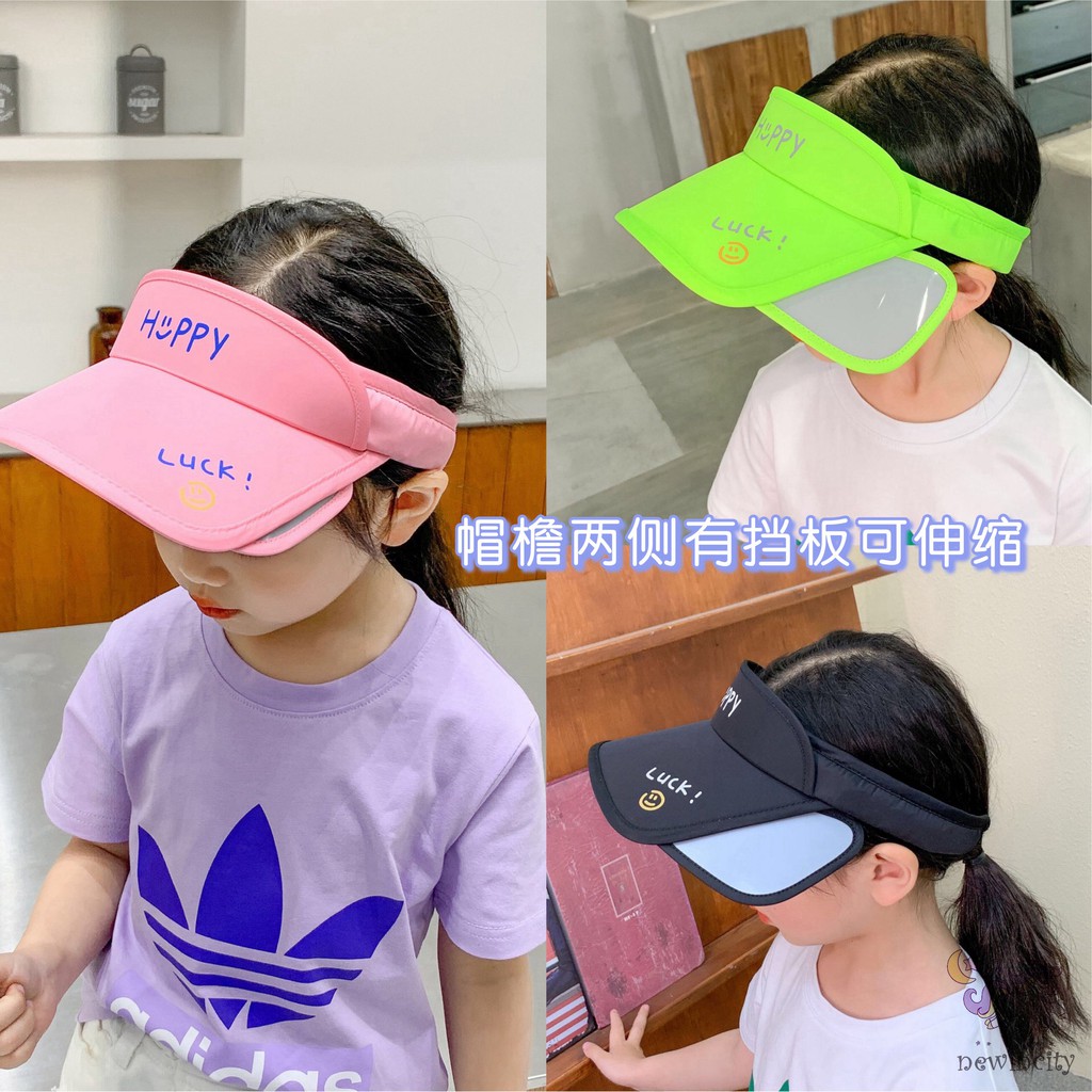 Mũ lưỡi trai che nắng không chóp màu sắc huỳnh quang phong cách mùa hè cho trẻ em