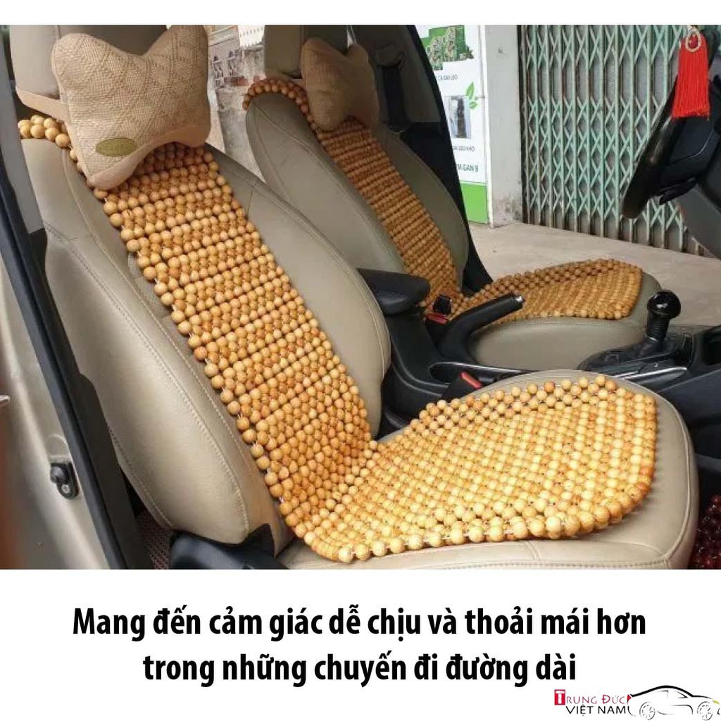 Đệm Lót Ghế Ô tô Hạt Gỗ Thông, miếng tựa lưng cho ghế ô tô dùng cho mùa hè mát, mùa đông ấm - Trung Đức VN