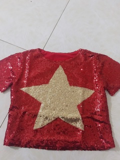 Áo cờ đỏ kim sa cho bé
