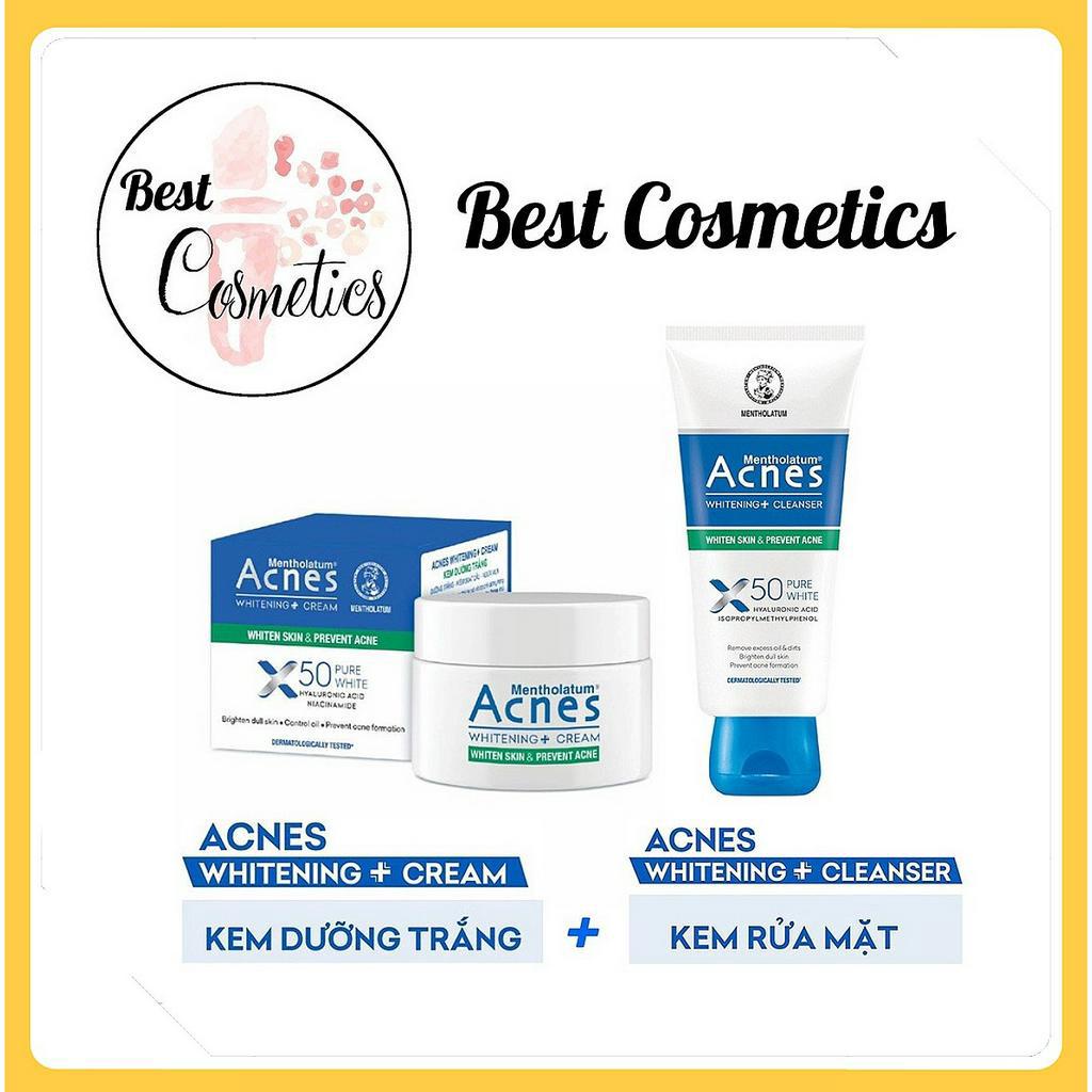 Bộ Đôi Sữa Rửa Mặt và Kem dưỡng da Acnes pure white Dưỡng Trắng Da, Kiềm Dầu, Ngừa Mun