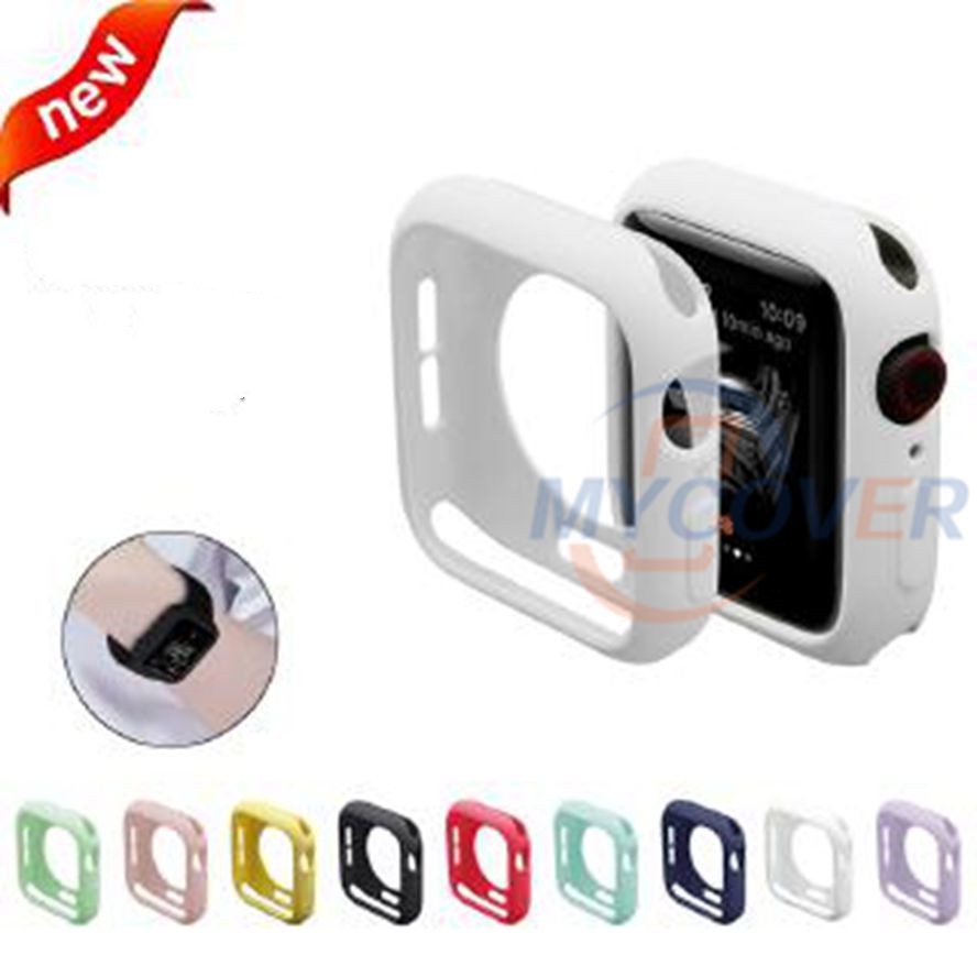 Ốp Bảo Vệ Bằng Silicon Màu Kẹo Cho Đồng Hồ Thông Minh Series 7 6 SE 5 4 3 2 1 45mm 41mm 44mm 40mm 42mm 38mm