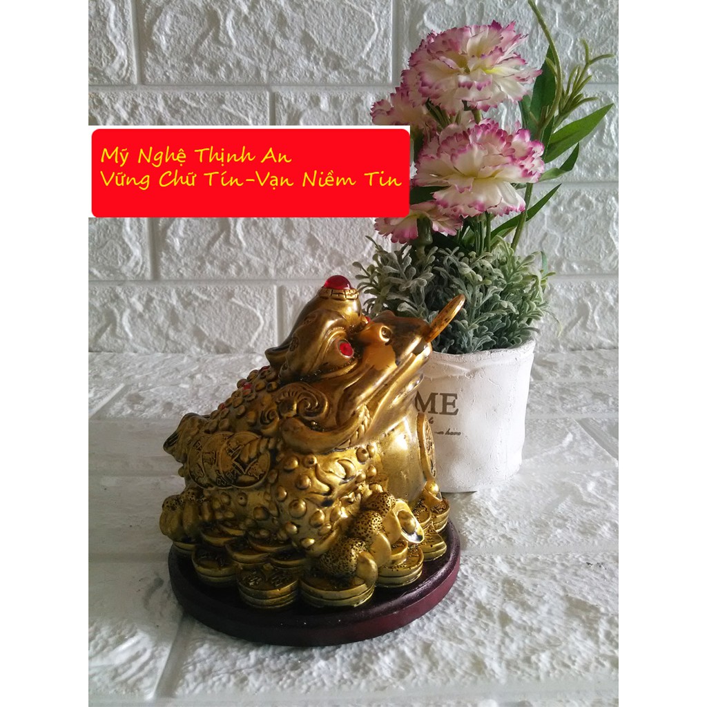 Tượng Cóc ba chân ngậm tiền vàng chiêu giữ tài lộc màu đồng TTD16 | BigBuy360 - bigbuy360.vn