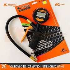 Đầu vòi bơm ô tô - xe máy -đồng hồ đo lốp xe Nhật Kapusi - Bảo Hành 5 năm