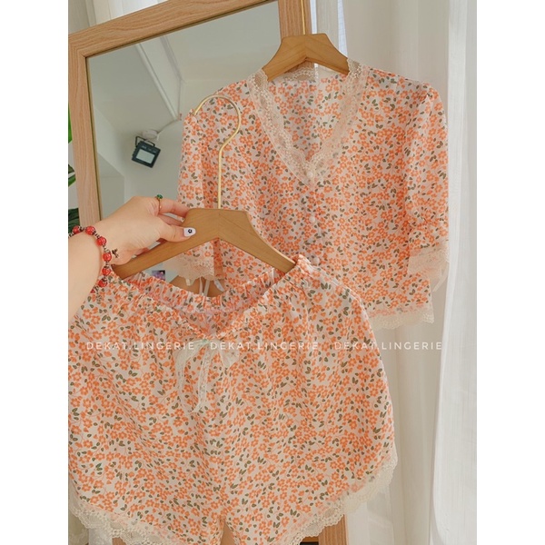 Set bộ nữ thiết kế Nabi hoa cam ( chất liệu mango cao cấp xịn mịn )