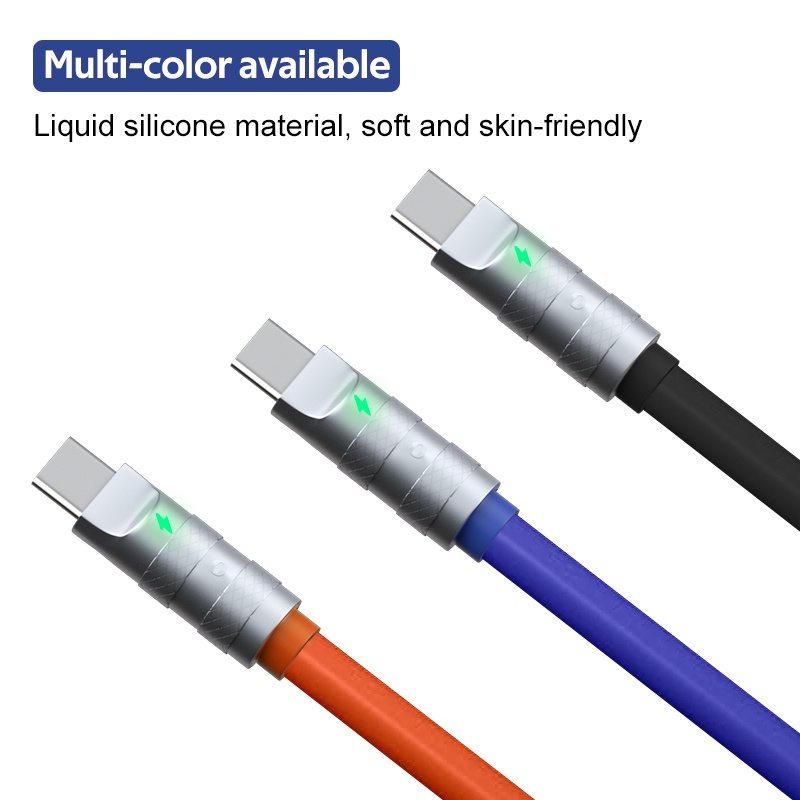 Dây Cáp Sạc Nhanh / Truyền Dữ Liệu Micro USB Type C Có Đèn LED Bằng Hợp Kim Kẽm Và Silicon 6A 100W Cho iphone