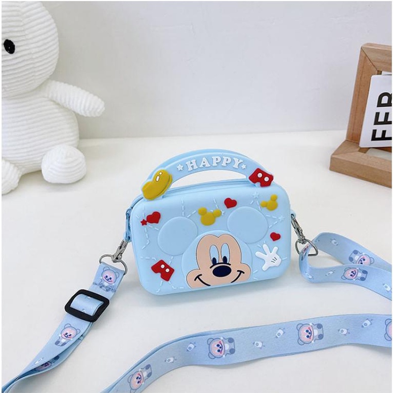 DISNEY Túi đeo chéo hình chuột Mickey Minnie dễ thương cho bé