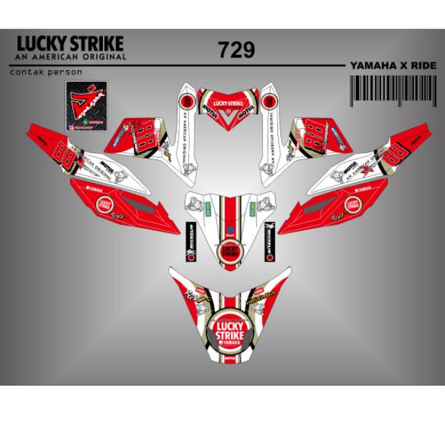 Miếng Dán Trang Trí Xe Yamaha X Ride Lucky Strike Chất Lượng Cao