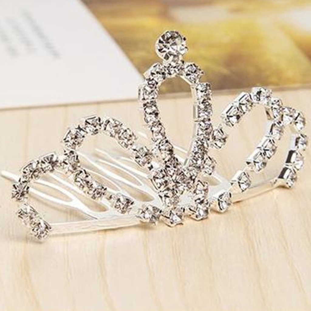 Lược Cài Tóc Hình Vương Miện Trái Tim Đính Đá Cho Bé Gái