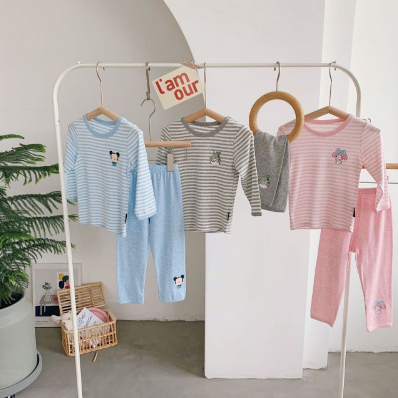 Bộ dài tay cotton xuất Nhật mềm đẹp cho bé trai, bé gái