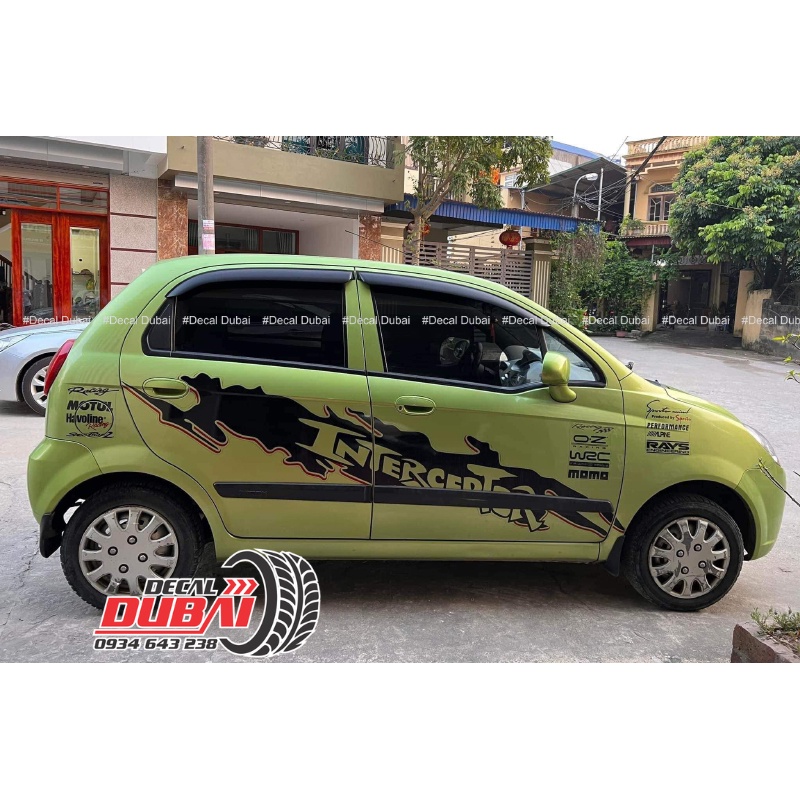 Tem Dán Sườn Xe Matiz Spark Xanh Thể Thao - Thiết kế và chỉnh sửa theo yêu cầu - Decal Dubai