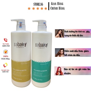 DẦU GỘI XẢ SABAKY COLLAGEN BIOTIN  REPAIING PHỤC HỒI NGĂN RỤNG, KÍCH MỌC TÓC, MỀM MƯỢT, NGĂN GÀU