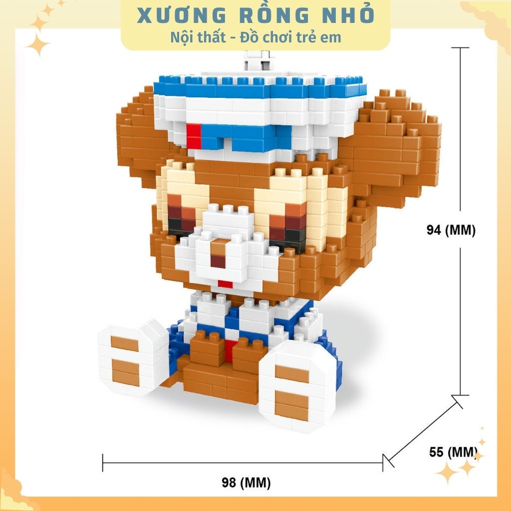 Bộ đồ chơi xếp hình khối MODEL lắp ráp ghép hình 3d mini nhiều chi tiết hình gấu nâu dễ thương