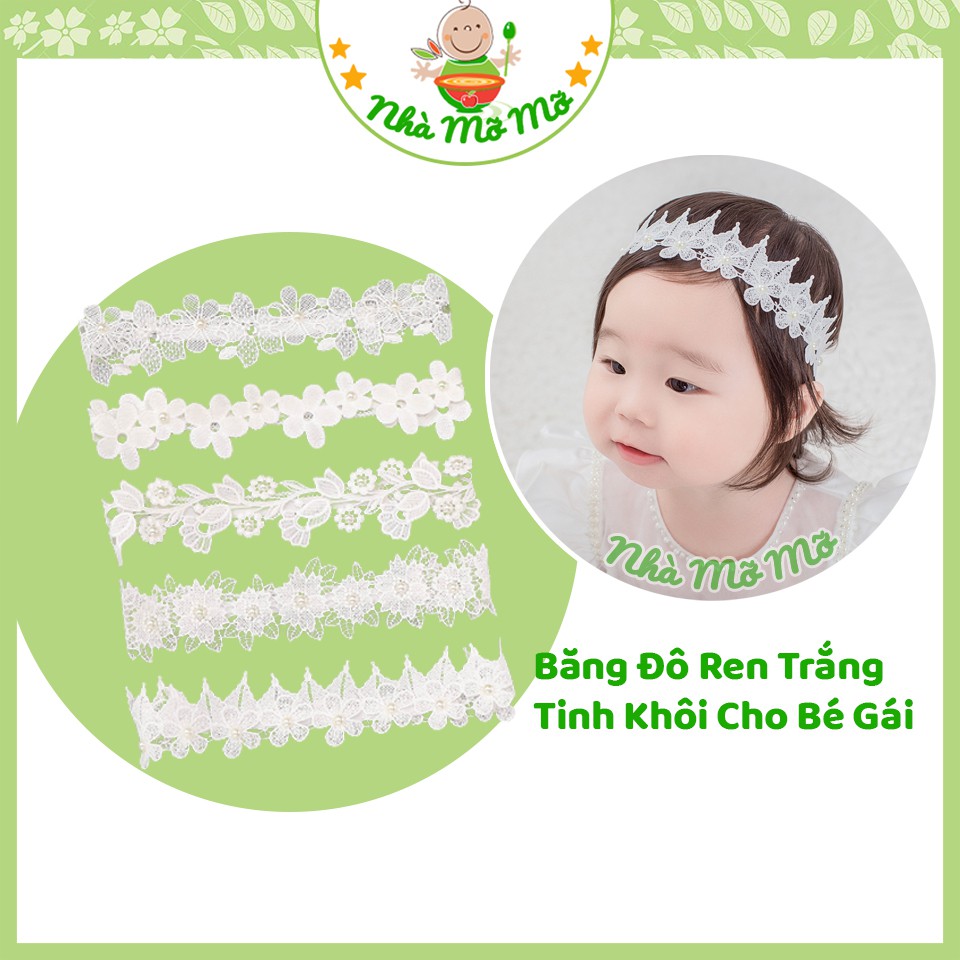 Băng đô ren họa tiết hoa dễ thương Tinh Khôi Cho Bé Gái - Nhà Mỡ Mỡ