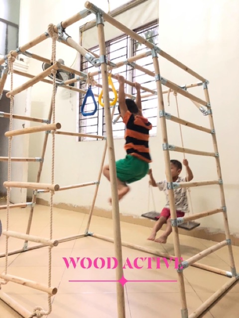KHUNG VẬN ĐỘNG Wood Active 2🤾𝐁𝐇 𝟏𝟐 𝐓𝐇𝐀́𝐍𝐆🤾 siêu vận động cho bé, tăng chiều cao, IQ cho bé, giá rẻ