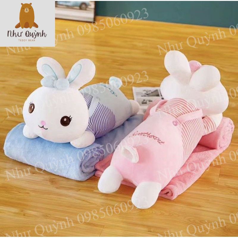 Bộ chăn gối văn phòng, Thỏ có chăn , Gối văn phòng 3in1 Chất Liệu Nhung Cao Cấp