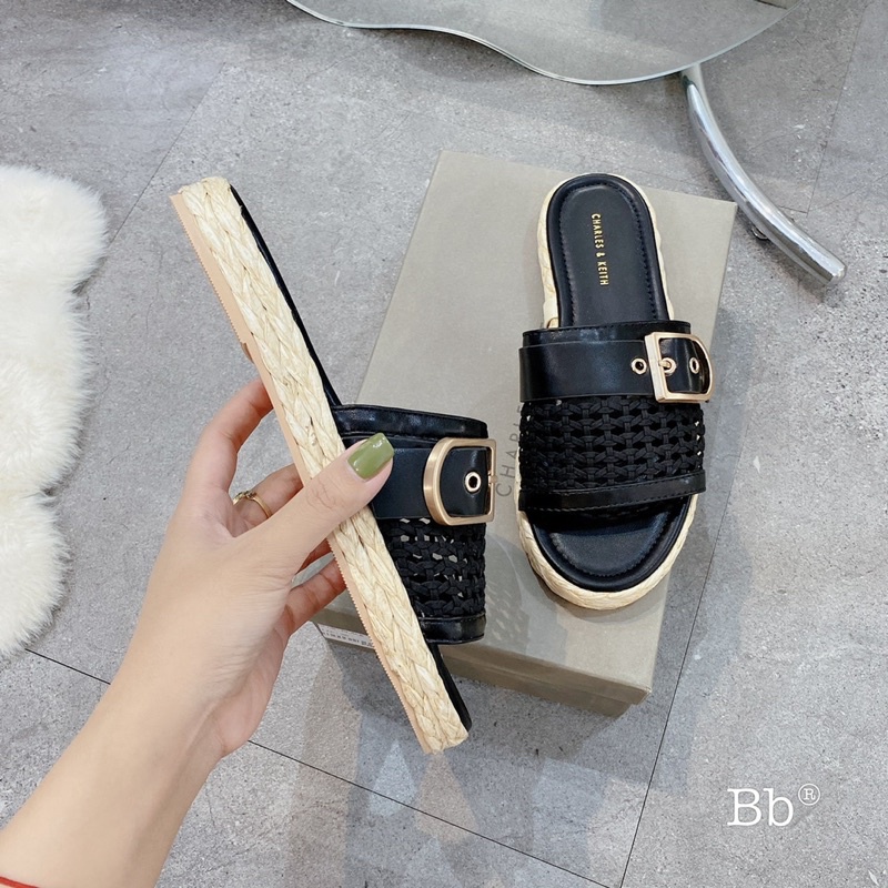 Dép Lê CNK Viền Đế Cói Khoá Cạnh