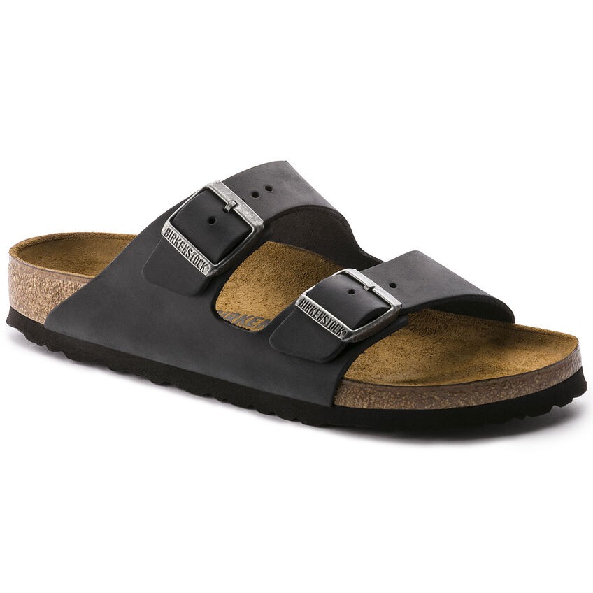 Dép Quai Ngang Nam Birkenstock Arizona Oiled Leather 552111 Màu Đen