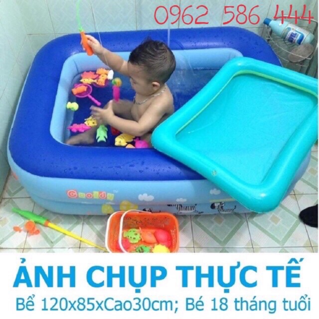 Bể Bơi Cho Bé 2 tầng 1m2,Bể Bơi Bơm Hơi Loại Dày, Đáy Chống Trơn, Tặng Kèm Bộ Keo Vá