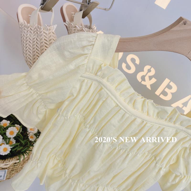 Áo Thun Cotton Tay Ngắn Phồng Xếp Ly Phong Cách Hàn Quốc Nhật Bản Dễ Thương Thời Trang Mùa Hè Dành Cho Bé Gái 2022