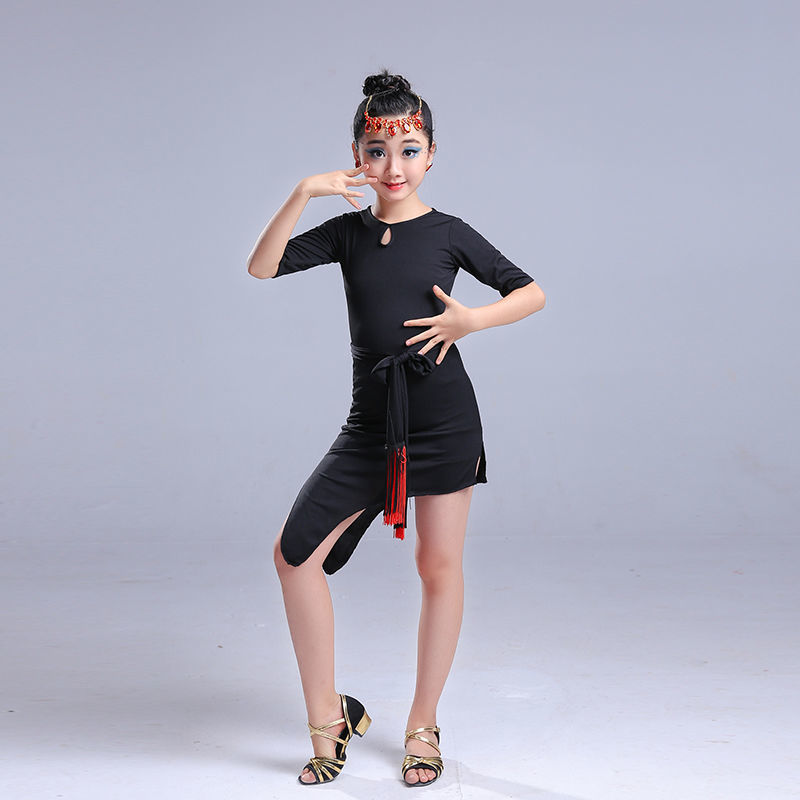 Đầm khiêu vũ latin tay ngắn xinh xắn tùy chọn họa tiết dành cho bé gái