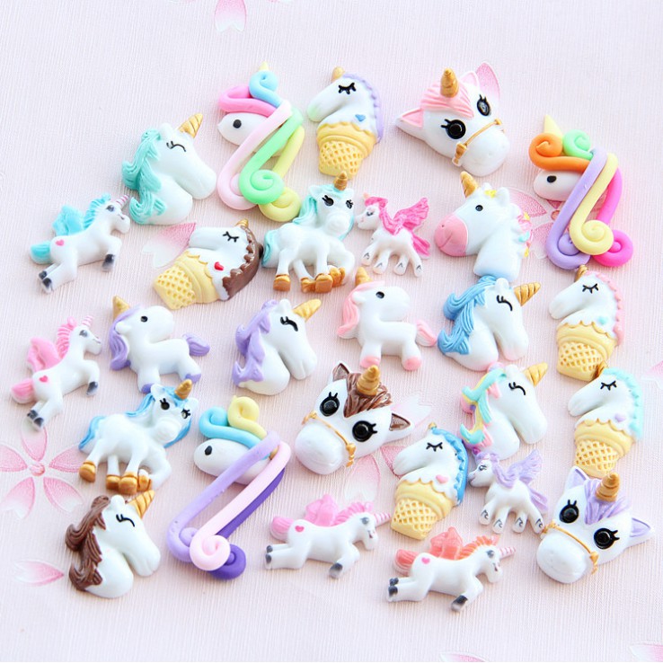 Chuyên Charm * Túi 30 charm unicorn ngựa kỳ lân một sừng cho mọi người trang trí dép Crocs, vỏ điện thoại, móc khóa, DIY