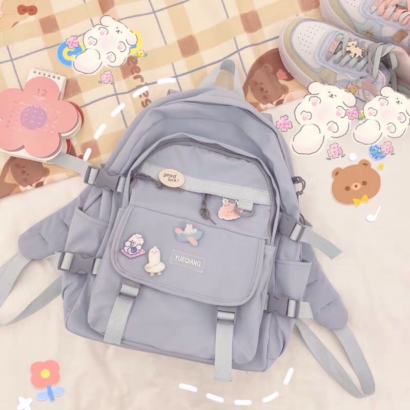 Balo học sinh đi học Yue dày dặn 2 lớp tặng kèm stickeri