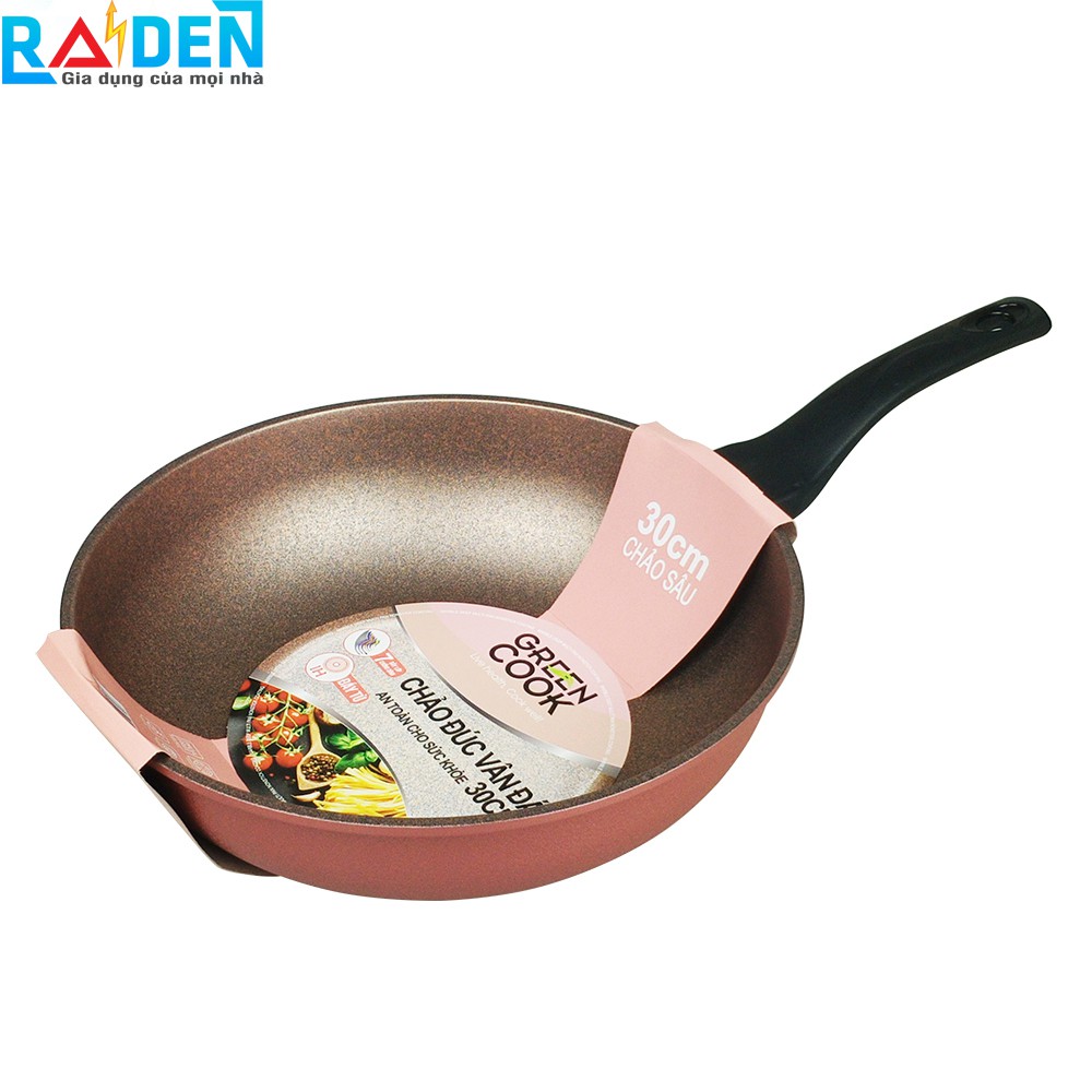 Chảo đúc vân đá 7 lớp chống dính Greencook GCP05-18 size 18cm / GCP05-20IH size 20cm / GCP05-26IH / GCP05-30IH