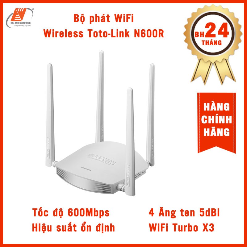 Bộ phát WiFi Wireless Toto-Link N600R | Tốc độ 600MB - 4 Lan - 4 râu - Hàng chính hãng