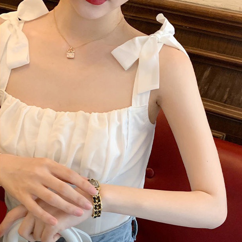 Áo 2 dây bản to cup ngực buộc nơ vai HSG010, áo xếp li ngực tôn dáng hiệu quả sexy cá tính