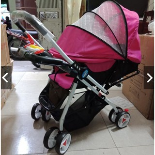 Xe đẩy 2 chiều có nhạc, mái che, bảo hiểm, phanh chân, giỏ đồ