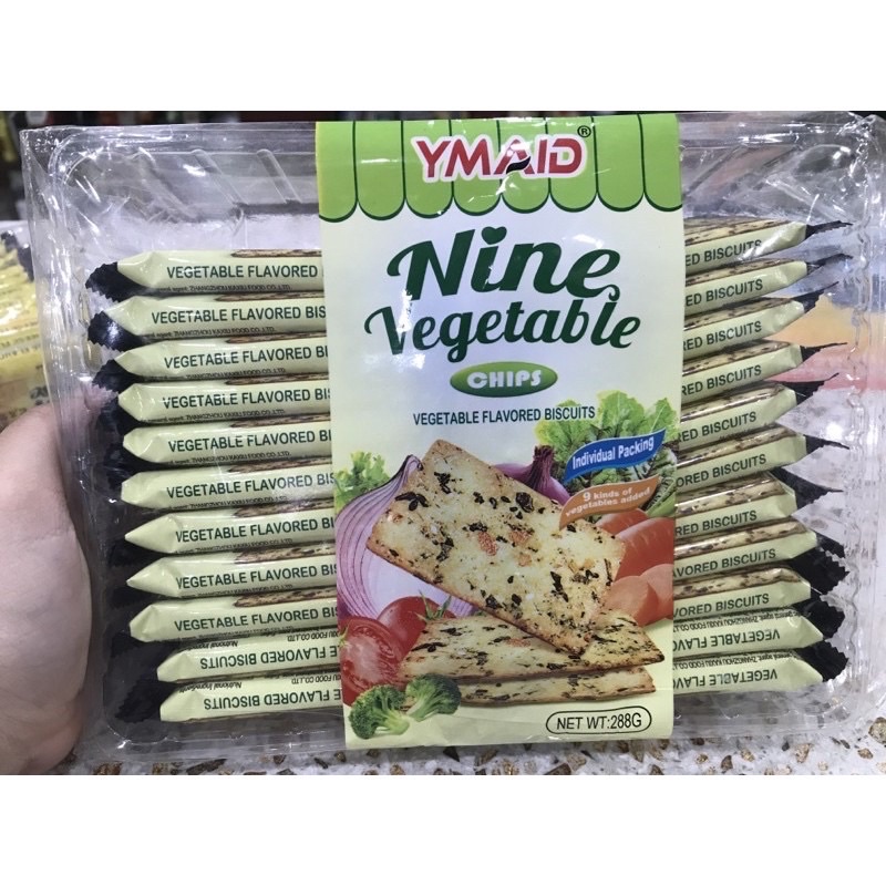 [FREESHIP]Bánh hoa quả quy xốp Nine Vegatable biscuits YMAID túi 288gr (22 gói)