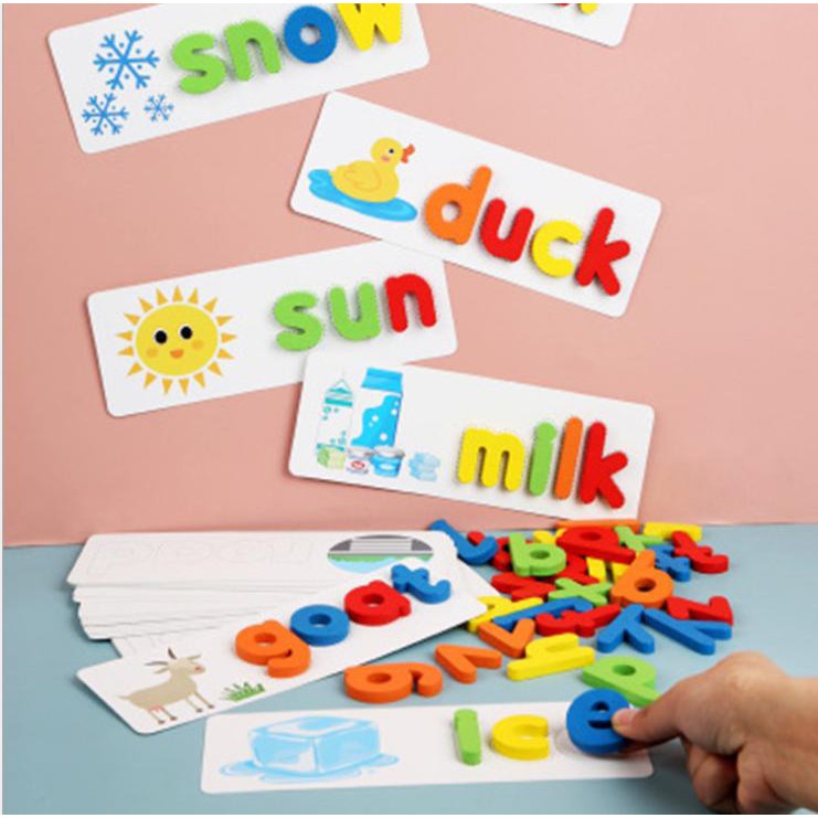 [GIÁ HỦY DIỆT] Spelling Game - Đồ chơi ghép chữ đánh vần Tiếng Anh, 52 bộ thẻ học ghép chữ cho bé thỏa sức sáng tạo