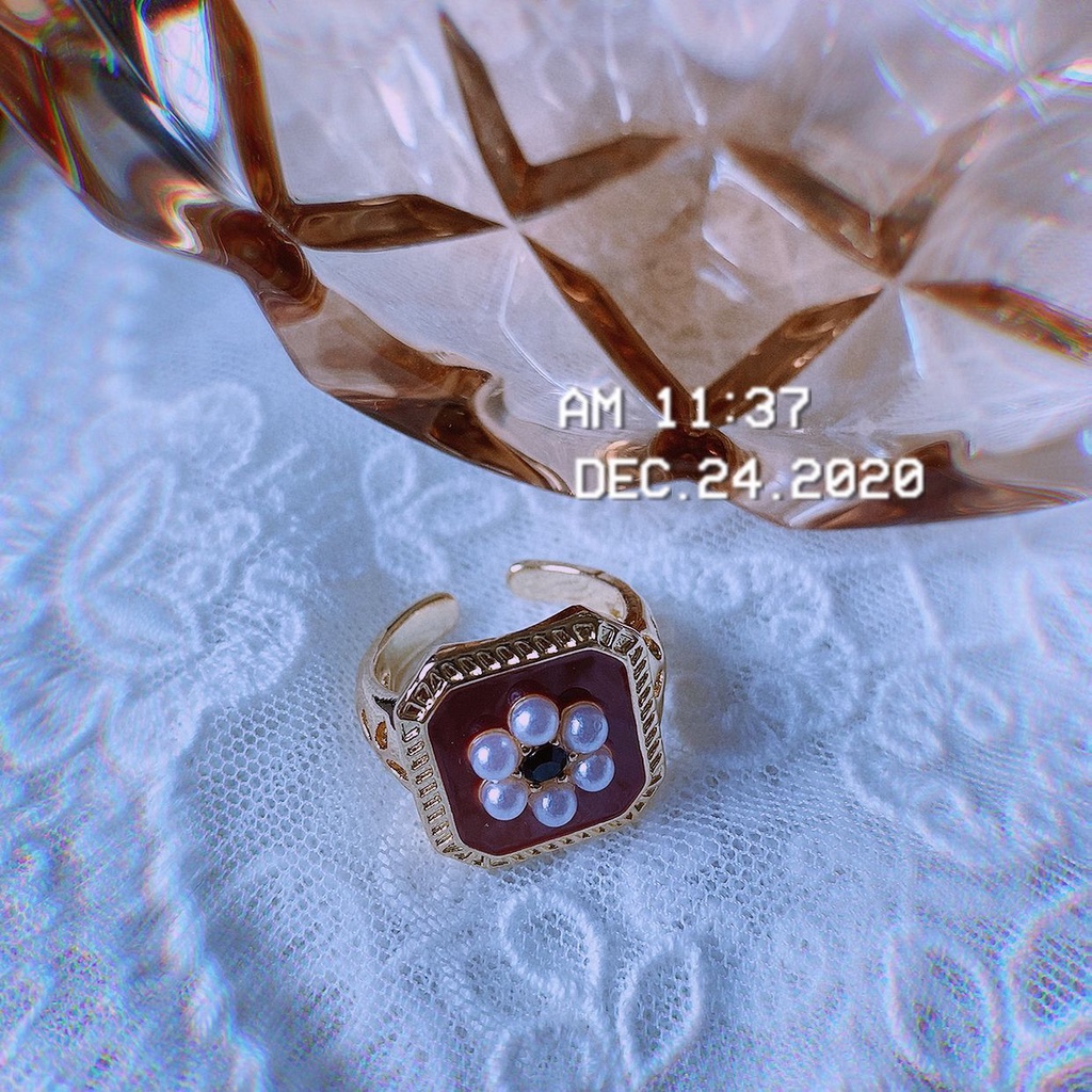 Nhẫn Hở Điều Chỉnh Được Kích Thước Phong Cách Hàn Quốc Màu Đen 22854