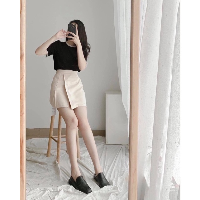 Chân váy chữ A công sở xẻ tà, Chân váy nữ ngắn lưng cao 2 lớp có quần trong chất đẹp – (CV05) | BigBuy360 - bigbuy360.vn